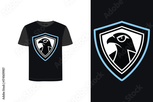 Tshirt mockup falcon head graphic in shield dark t shirt bird emblem
