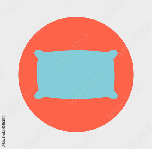 Blue Pillow with Red Circle — Minimal Geometric High-Contrast Abstract Design