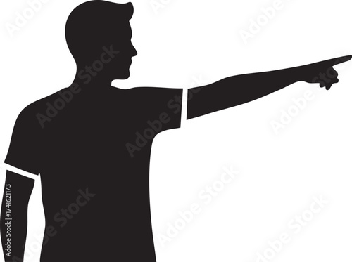 Man Pointing Finger Outward Silhouette Vector