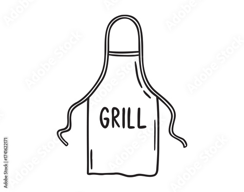 barbecue apron for grill doodle hand drawn icon. Outline line drawing clipart symbol