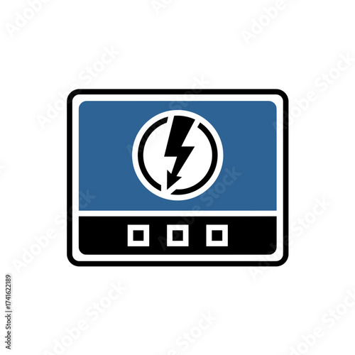 Fuse box cover with electrical symbol on a transparent background