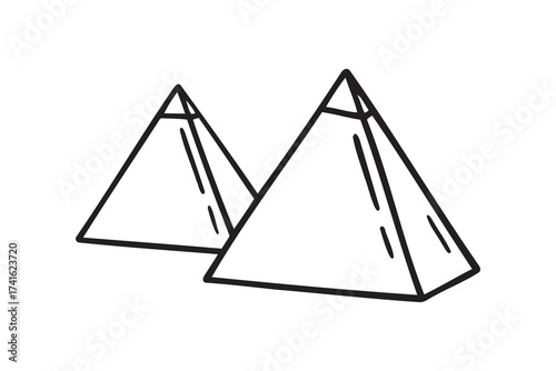 Egyptian pyramid giza egypt icon doodle hand drawn. Outline line drawing clipart symbol