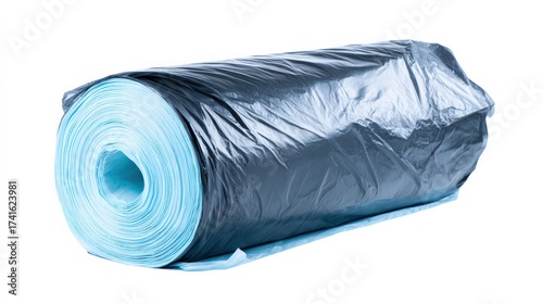 Large roll of blue plastic sheeting for protective covering and construction use