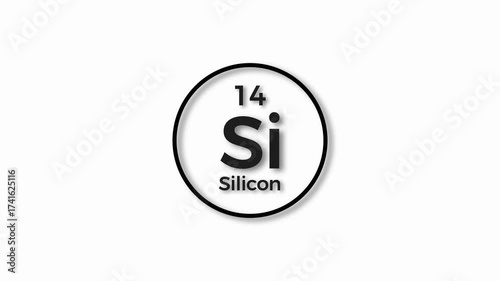 Silicon Mole icon animation. 14 Number Silicon icon, on white background 4k video.