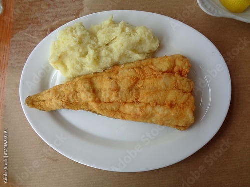 Fried cod fish and garlic dip dish