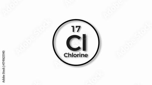 Chlorine Mole icon animation. 17 Number Chlorine icon, on white background 4k video.
