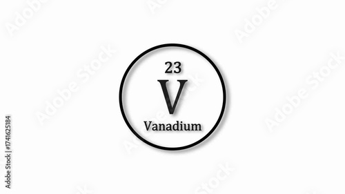 Vanadium Mole icon animation. 23 Number Vanadium icon, on white background 4k video.