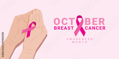 Vector of October Breast Cancer Awareness Month for social media, cover, backgrounds, banners, posters