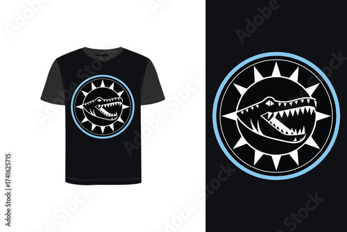 Tshirt mockup stylized crocodile head emblem a dark t-shirt animal reptile