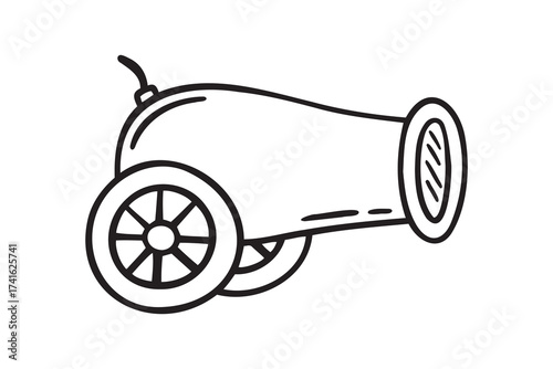 vintage cannon icon doodle hand drawn. Outline line drawing clipart symbol