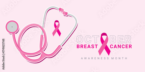 Vector of October Breast Cancer Awareness Month for social media, cover, backgrounds, banners, posters