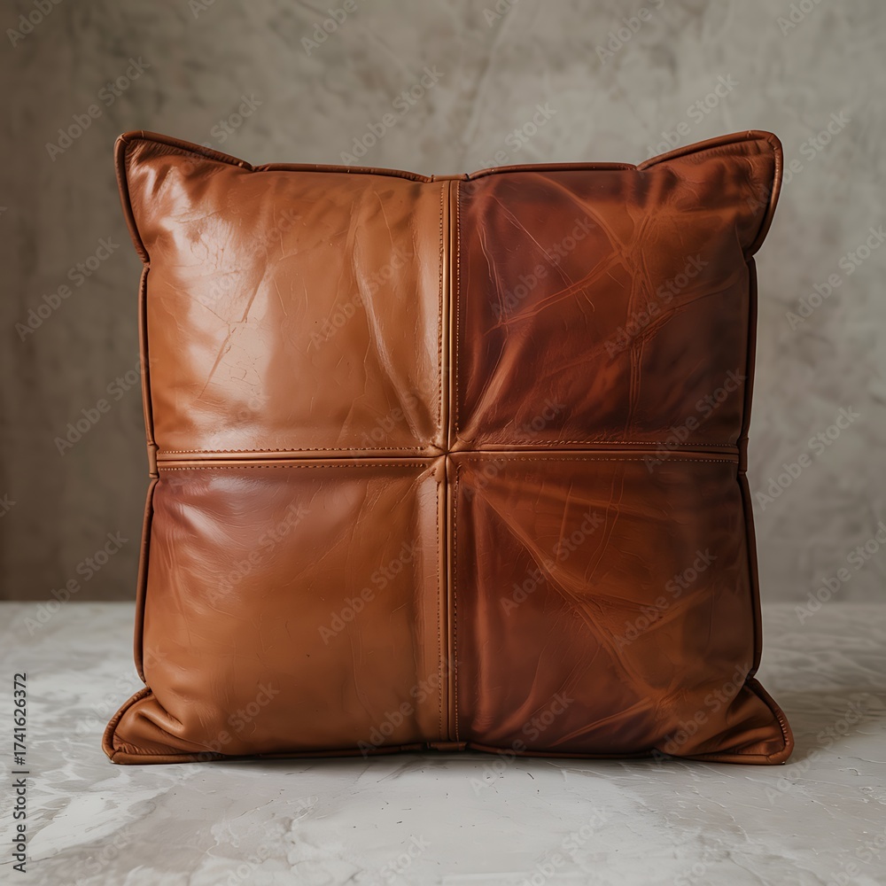 Obraz premium Rustic Leather Cushion with Four-Panel Design