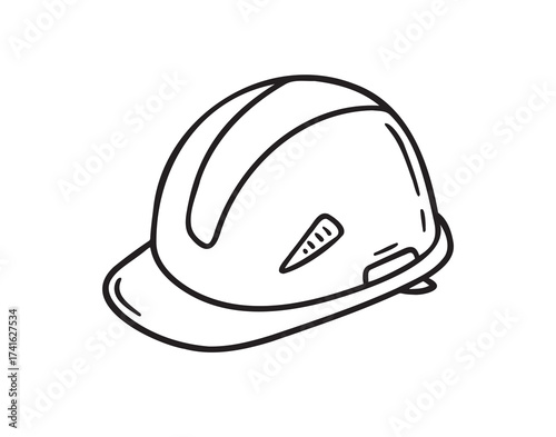construction helmet icon doodle hand drawn. Outline line drawing clipart symbol