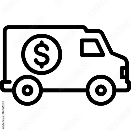 Minimalistic armored cash truck icon
