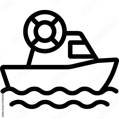 Minimalistic rescue boat icon in high contrast