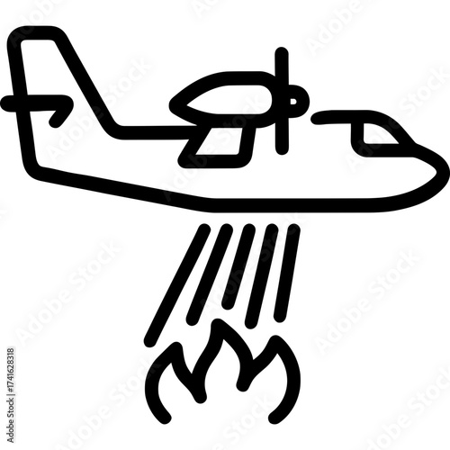 Minimalistic aerial firefighting water bomber icon