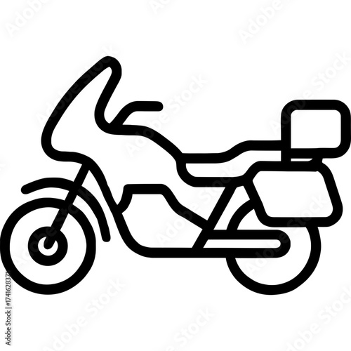 Minimalistic touring motorcycle icon
