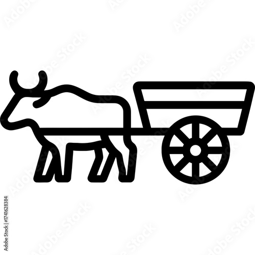Minimalistic icon of an ox cart