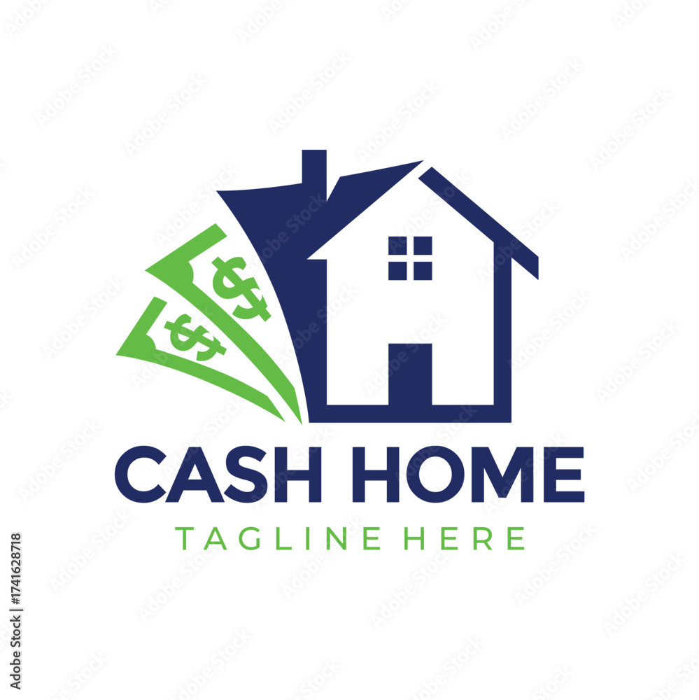 Fototapeta premium Cash Home Logo Design. Minimalist and Modern. Vector illustration