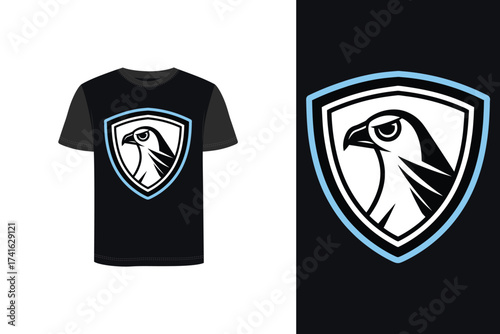 Tshirt mockup t shirt with falcon shield logo separate falcon shield emblem bird
