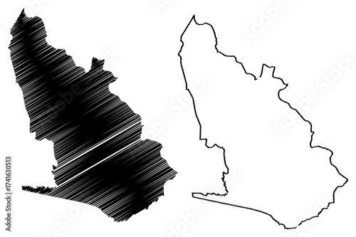 Western Region (Administrative divisions of Ghana, Republic of Ghana) map vector illustration, scribble sketch Western map