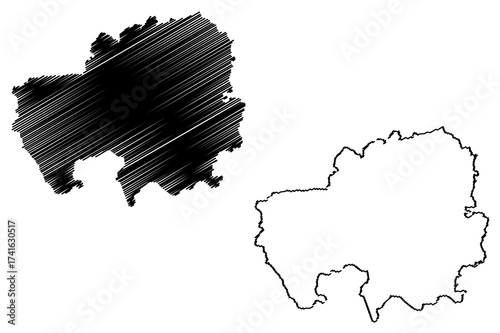 Northern Region (Administrative divisions of Ghana, Republic of Ghana) map vector illustration, scribble sketch Northern map