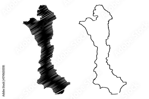 Volta Region (Administrative divisions of Ghana, Republic of Ghana) map vector illustration, scribble sketch Volta map