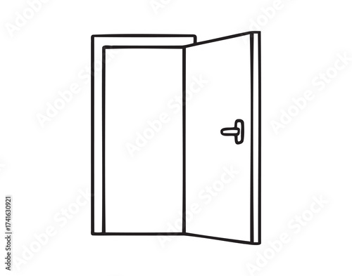 open door doodle hand drawn icon. Outline drawing open door line clipart symbol