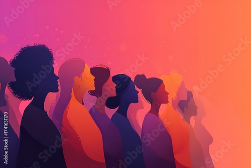 Empowered diverse women standing together a symbol of unity and strength for social advocacy and feminism movement