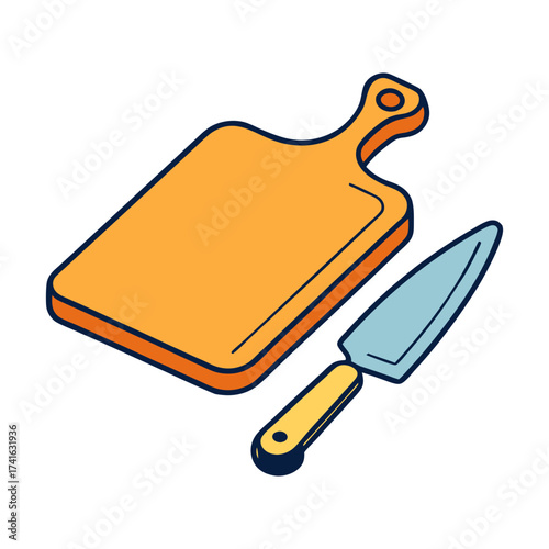 vector illustration of a cutting board with a knife