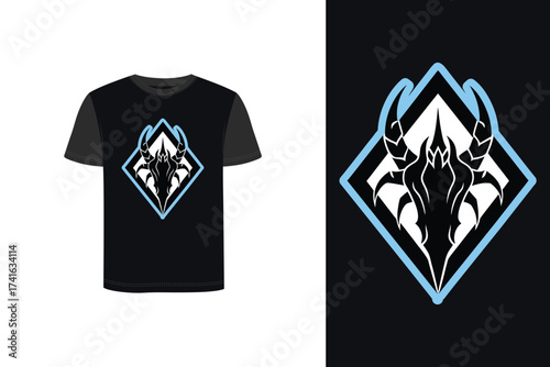 Tshirt mockup t shirt with stylized dragon claw logo separate logo dark vector
