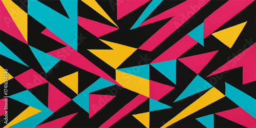 Seamless vector geometric pattern background with colorful triangle mosaic tile illustration