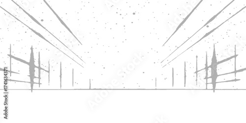 Abstract architectural sketch drawing of a building plan with technical line art for an interior design project