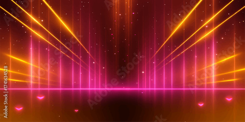 Abstract design with colorful lights creating a shiny disco party background for a music show event