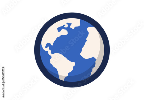 Globe flat colored vector icon, simple earth illustration for global travel and exploration themes.