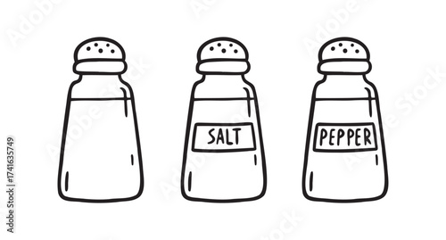  jar for salt or pepper. salt shaker and pepper shaker doodle hand drawn icon. Outline drawing jar for salt or pepper line clipart symbol