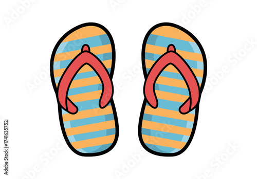 Flat colored flip flops vector icon, simple summer footwear design for beach and vacation themes.