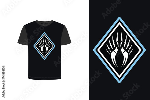 Tshirt mockup tiger claws graphic in a diamond outline t-shirt animal wild