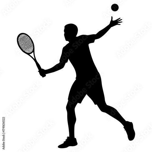 Tennis black silhouette on white background