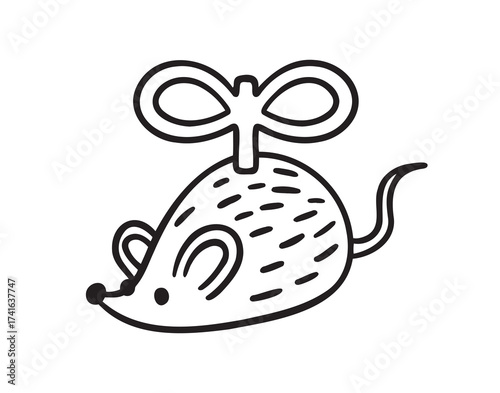  clockwork mouse toy mouse icon doodle hand drawn. Outline line drawing clipart symbol
