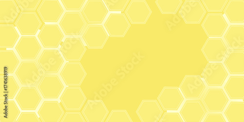 Seamless vector pattern of honeycomb cells for a sweet texture design on a yellow background. beehive, orange, wax, backgrounds, beeswax