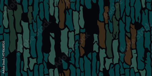 Vector seamless camo tree bark tiger army fatigue pattern design