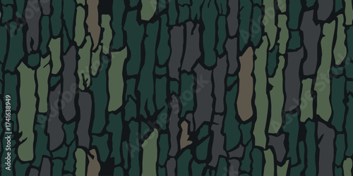 Vector seamless camo tree bark tiger army fatigue pattern design