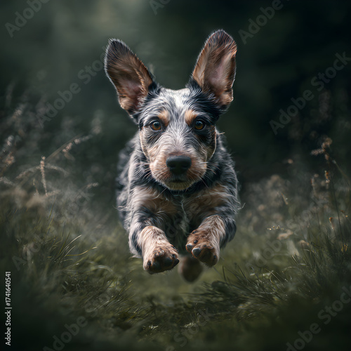 Adventurous Canine Frolickng Joyfully in Sunlit Park Capture the Playful Spiri of a Dog Relishing the Oudoors Amidst Lush Greeneryand a Refreshing Breeze