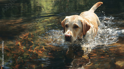 Adventurous Canine Frolickng Joyfully in Sunlit Park Capture the Playful Spiri of a Dog Relishing the Oudoors Amidst Lush Greeneryand a Refreshing Breeze