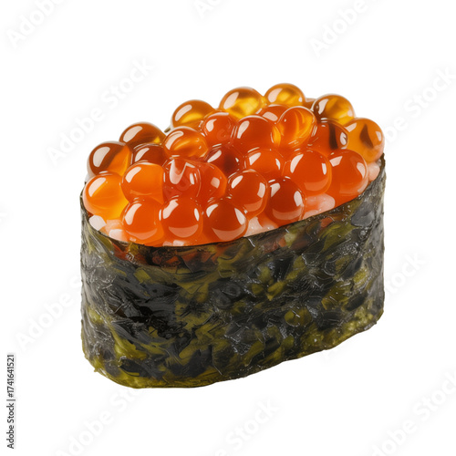 Delicious ikura gunkan maki sushi with salmon roe