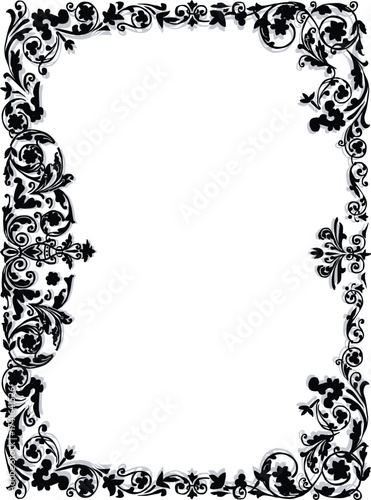 black decorated vertical shape frame ornament