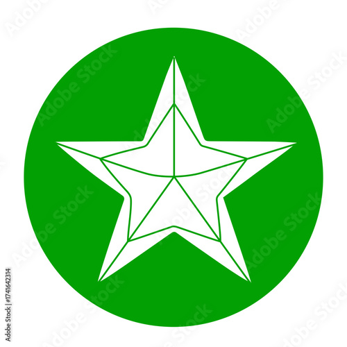 Silhouette of a starfish, negative space on a green circle background for celebration concept