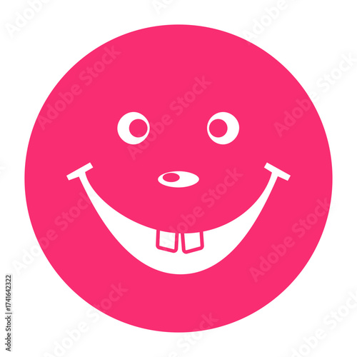 Silhouette of a smiling face, negative space on a pink circle background for celebration concept