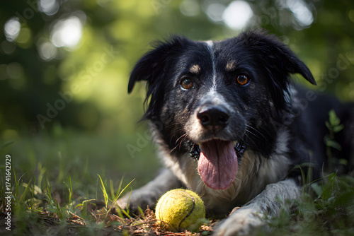 Adventurous Canine Frolickng Joyfully in Sunlit Park Capture the Playful Spiri of a Dog Relishing the Oudoors Amidst Lush Greeneryand a Refreshing Breeze